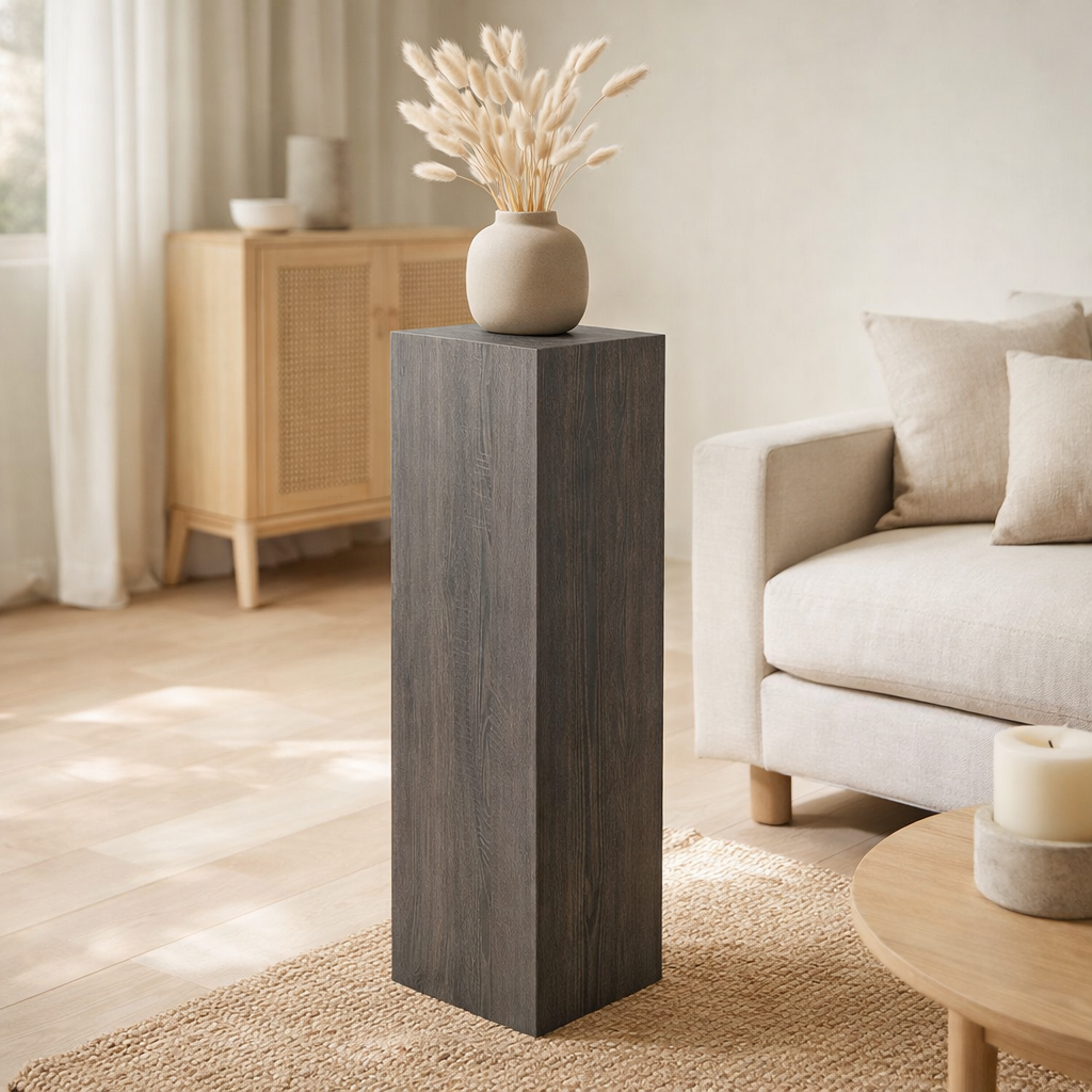 J-Line Plinthe Rectangulaire Gris MDF/Placage Large en situation