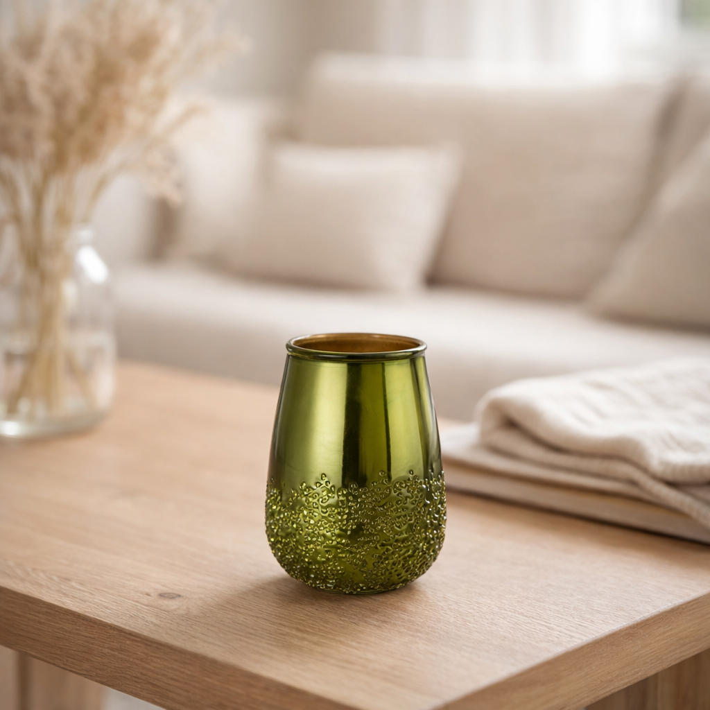 Bougeoir J-Line Miroir - verre - vert - petit en situation