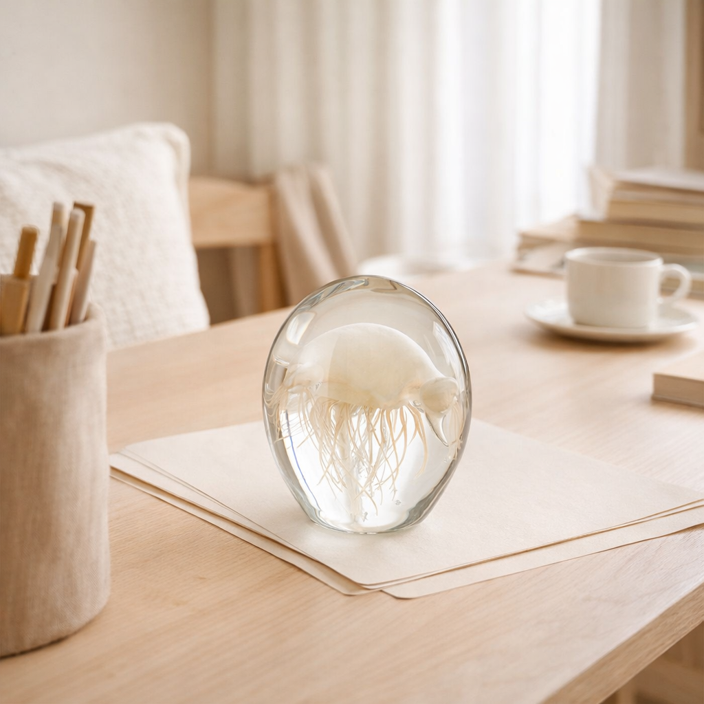 Papier presse J-Line Calypso - verre - transparent/beige - petit en situation