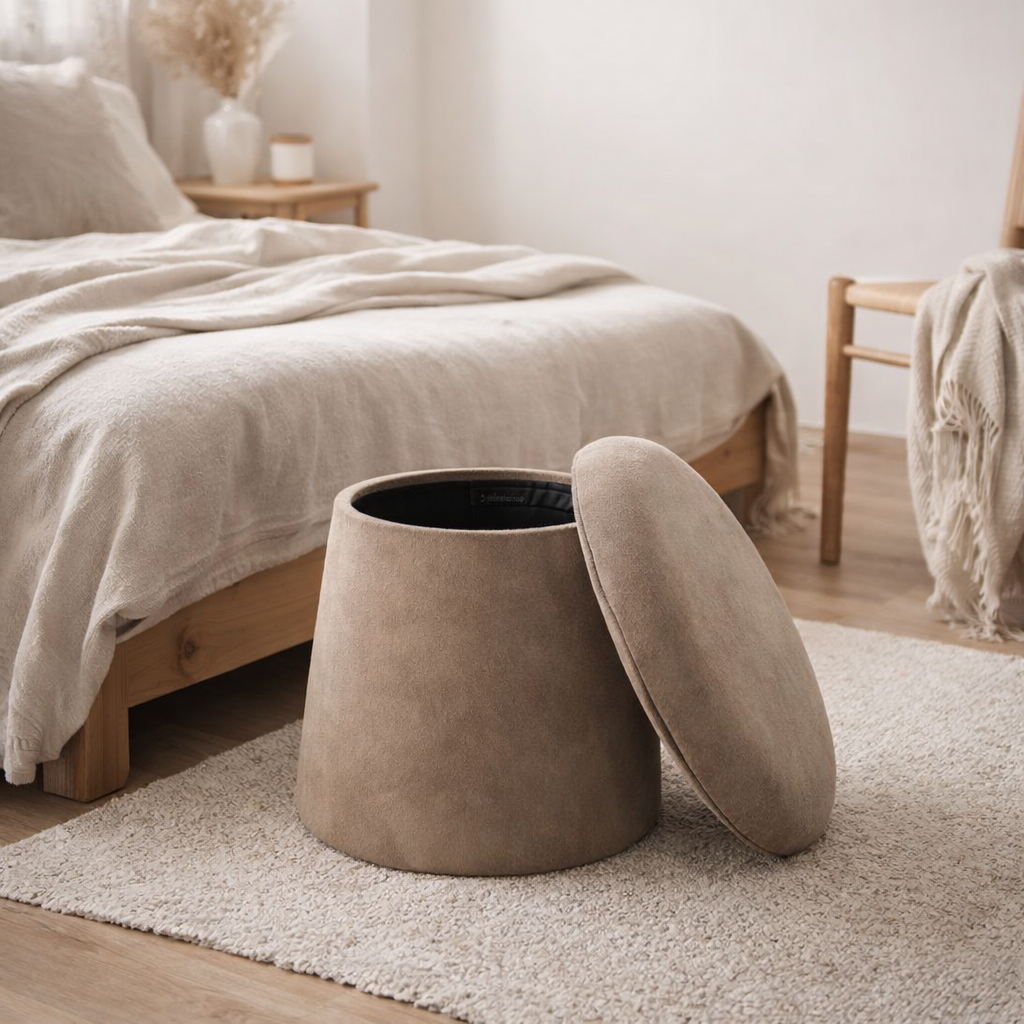 Tabouret J-Line Mushroom - bois - grège - S en situation