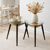 Table J-Line Triangle - bois/verre - naturel en situation
