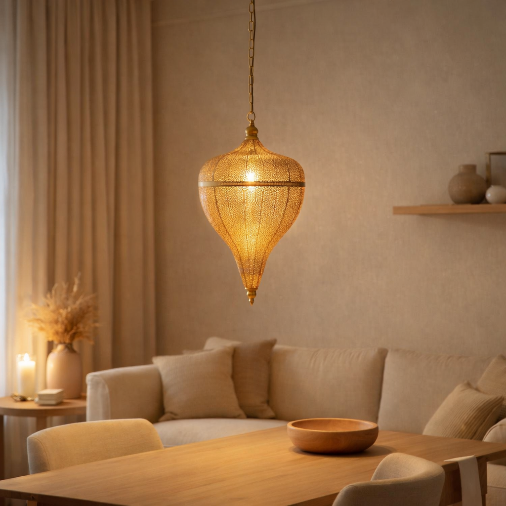 Lampe suspendue J-Line Drop - métal - or - grande en situation