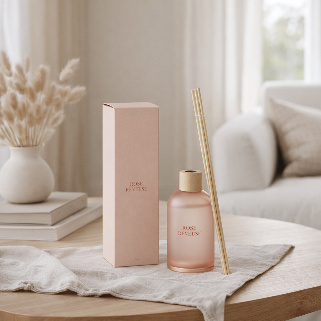 J-Line geurstokjes Accords Essentiels - Rose Rêveuse - roze - 250 ml en situation