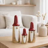 J-Line décoration Gnome Mushroom - bois - naturel/rouge - 3 pièces en situation
