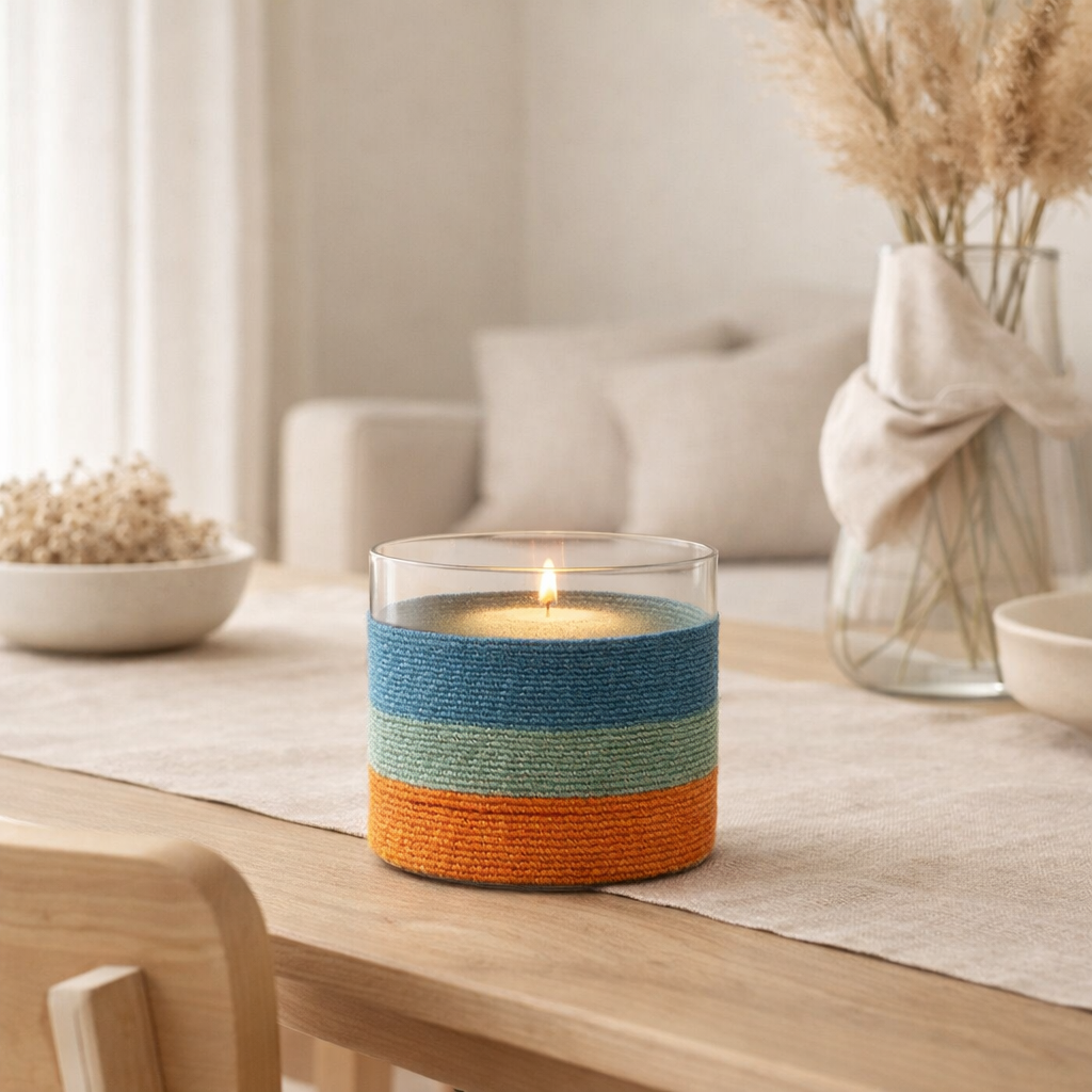J -Liline Bandle Round + Stripes - Verre - Bleu / Orange en situation