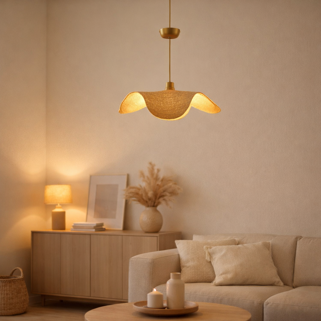 Lampe suspendue J-Line Moonj - jute - naturel - petite en situation