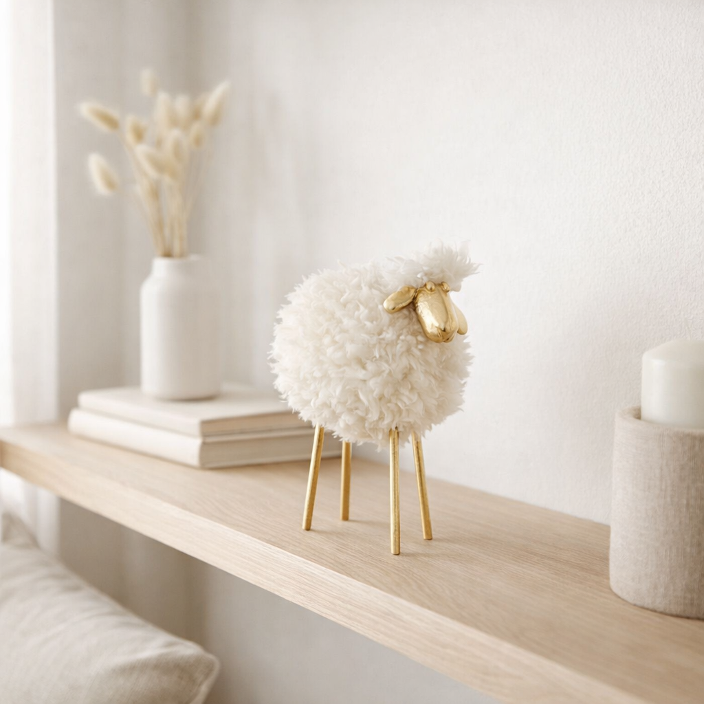 J -line Decoration Mouton - Métal / Polyresin - Blanc / ou - Small en situation