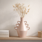 Vase J-Line Wavy Handle Dolomite - céramique - rose - grand en situation