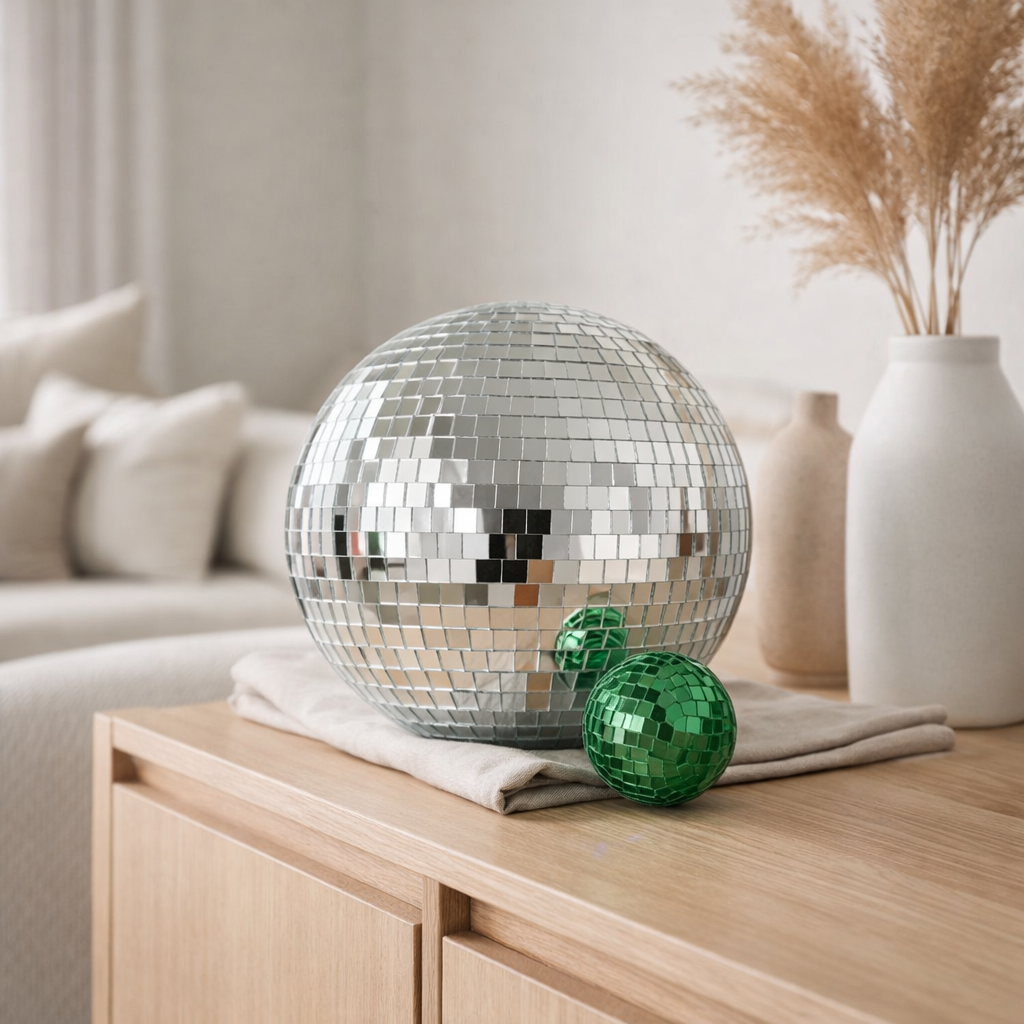 J-Line décoration Miroir boule disco - plastique - argent - L en situation