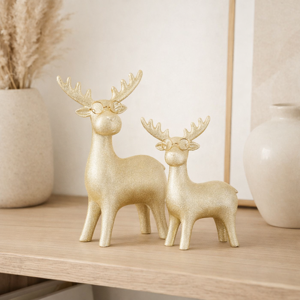 Figurine J-Line Renne - porcelaine - or - L en situation