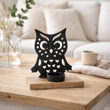 Bougeoir J-Line Hibou - aluminium/bois - noir - petit en situation