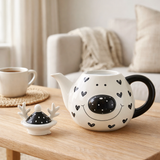 Théière J-Line Hert Dolomite - porcelaine - blanc/noir en situation