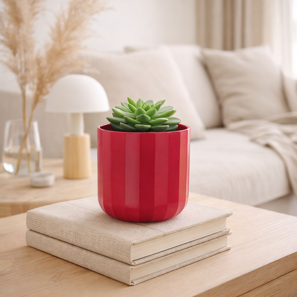 Pot de fleur J-Line Summer - céramique - rose - petit - Ø 13,5 cm en situation