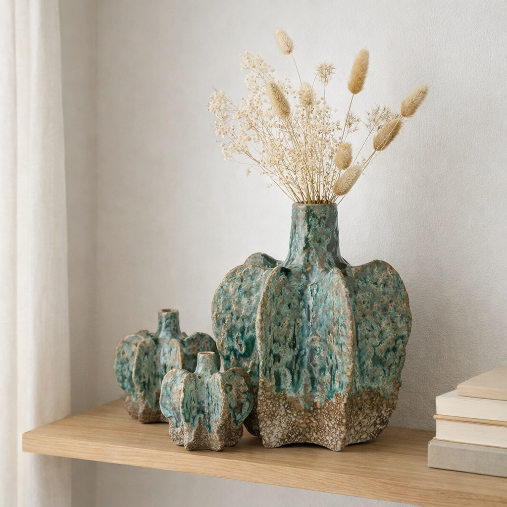J -line Vase Naga - Ceramics - Azure / Brown - Large - Ø 22,5 cm en situation
