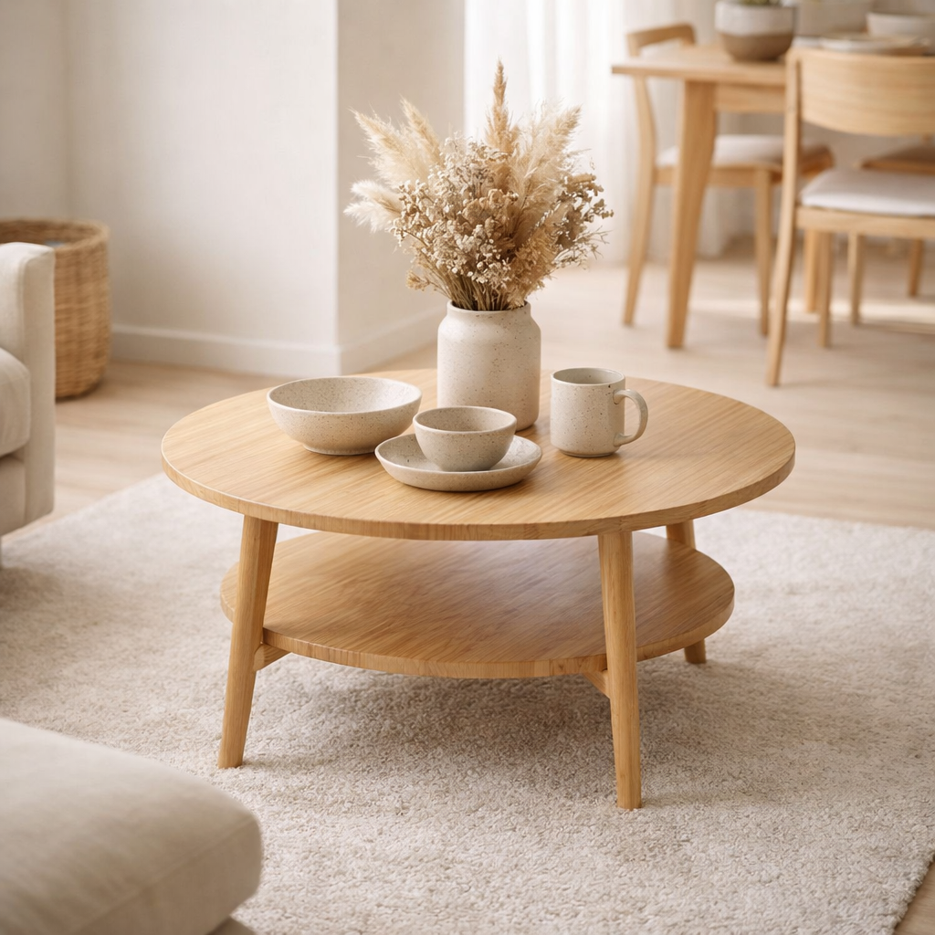 J-Table d'appoint rond - Bamboo - Naturel - grand en situation