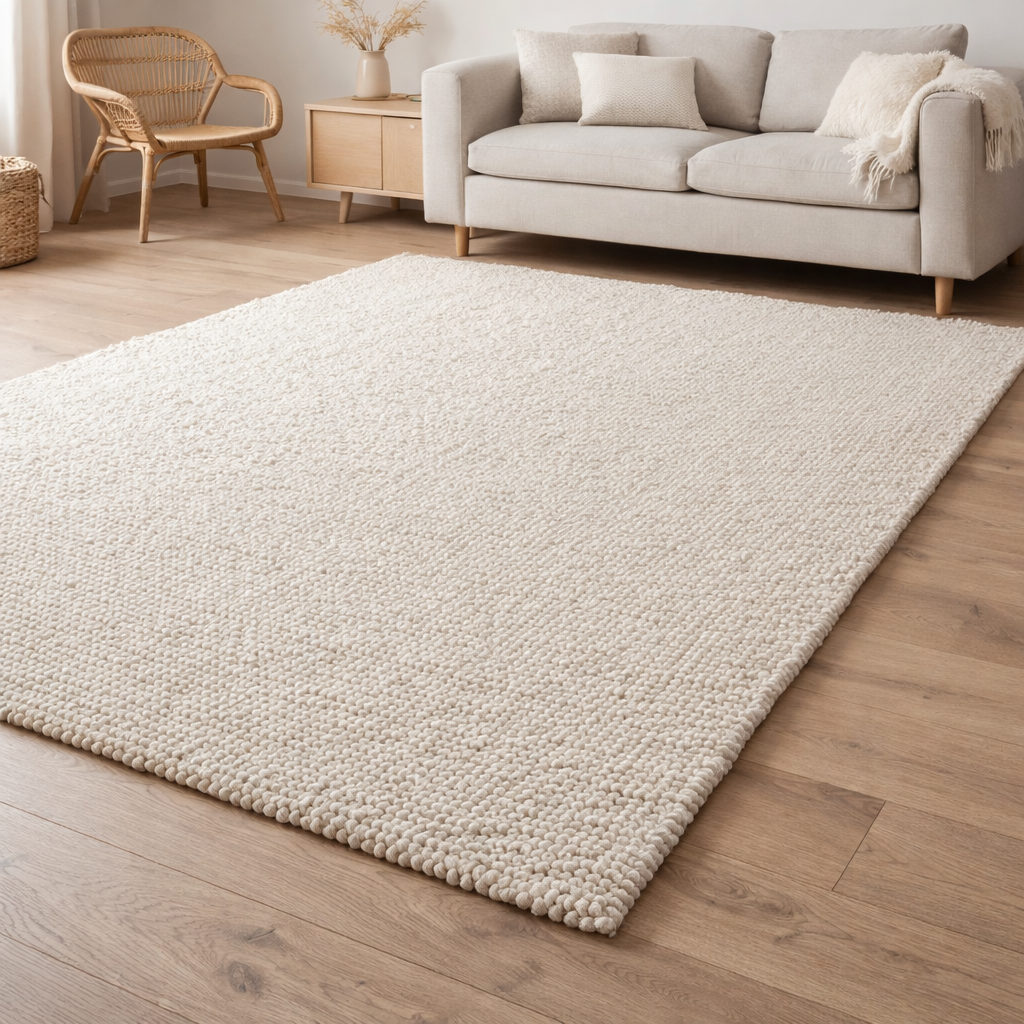 Tapis J-Line Tissé - polyester - écru en situation