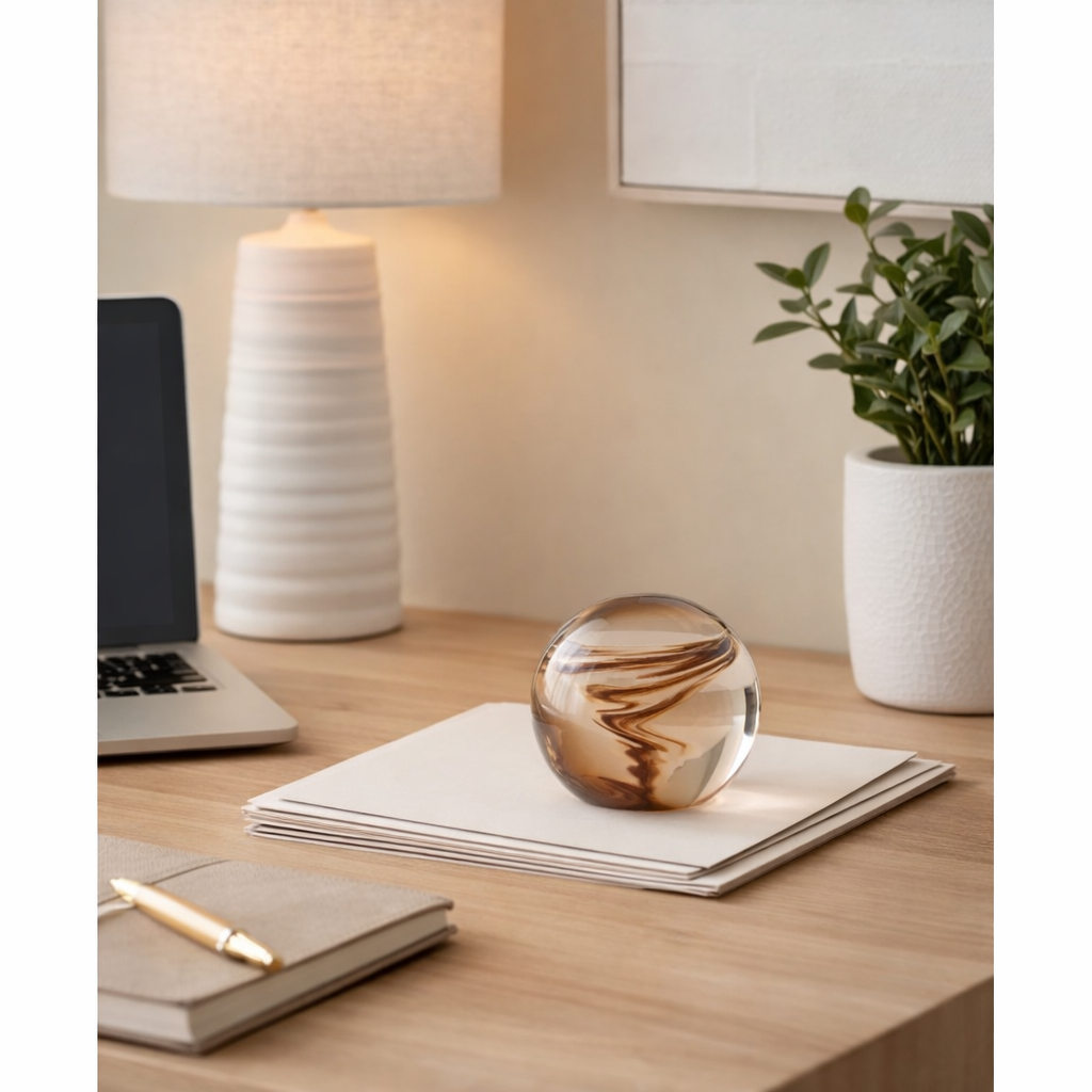 J -line Presse Paper Tornado Round - Verre - Transparent / Brown - Small en situation