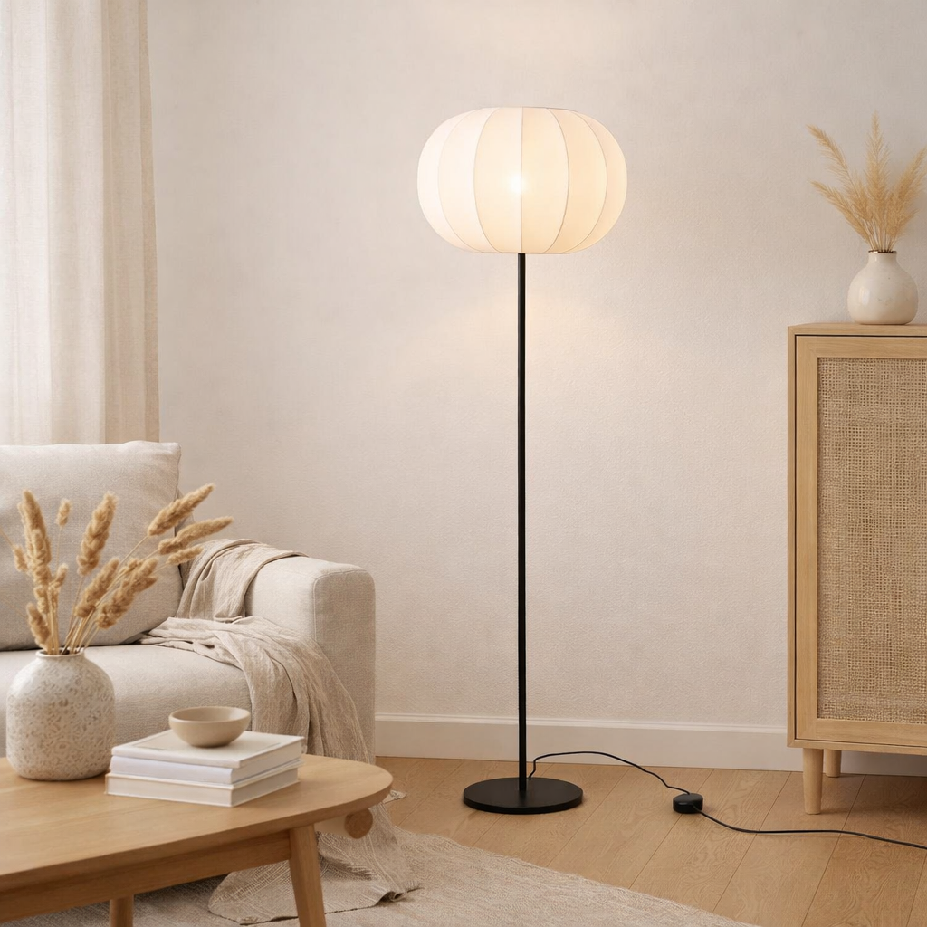 LANTE LANDT J-LINE LANTER METAL / TEXTILE BLANC SMAL en situation
