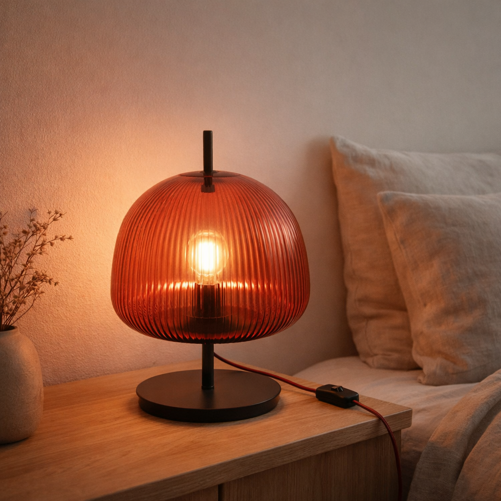 Lampe de table J-Line Oasis - verre - rouge - petite en situation