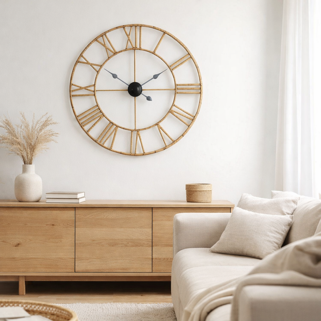 J -line Klok Roman - Roard / Metal - Naturel - Small - Ø 70 cm en situation