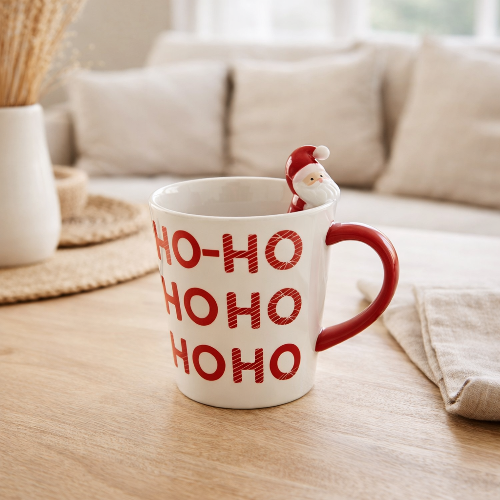 J-Line mug Père Noël Dolomite - céramique - rouge/blanc en situation