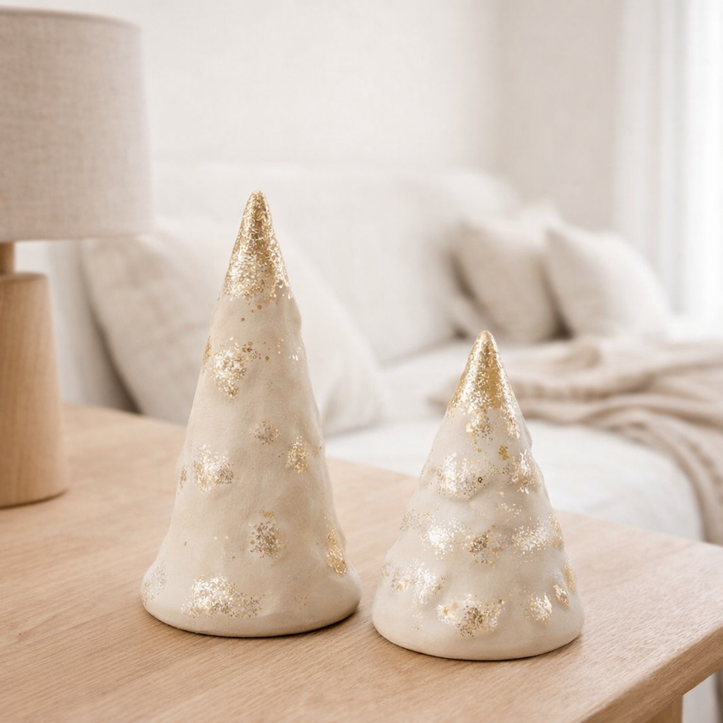 J-Line décoration Pin - céramique - beige/blanc - 2 pcs. en situation