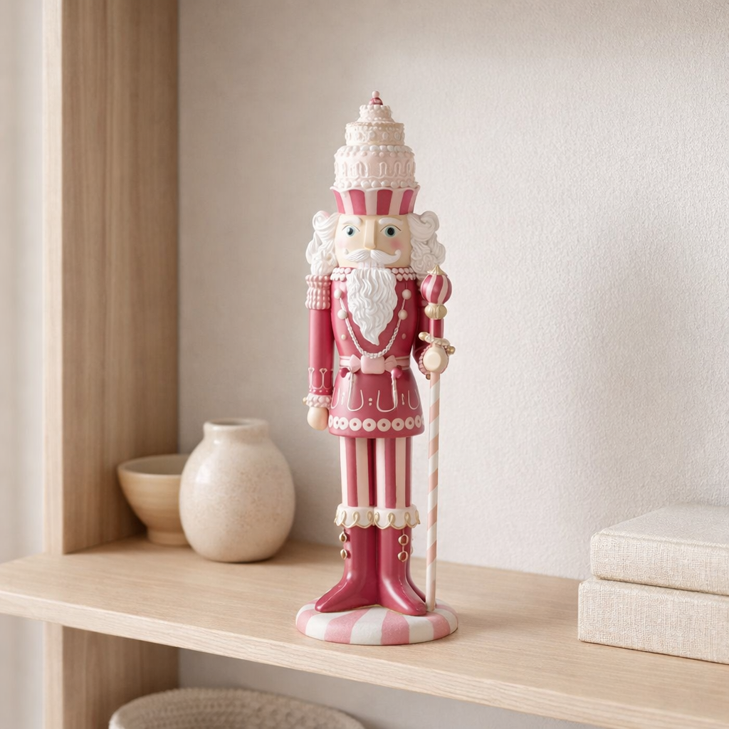 Figurine J-Line Casse-Noisette Candy - polyrésine - blanc/rose - M en situation