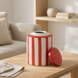 Urne J-Line Listra Stripes - porcelaine - rouge/blanc en situation