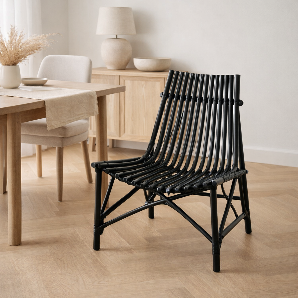 Chaise J-Line Rotin - jute - noir en situation