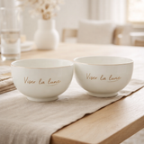 Bol J-Line Viser La Lune - porcelaine - blanc/or en situation