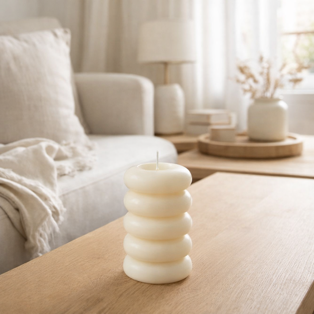 J -line Candle Macaron - Blanc - Large - 10h en situation