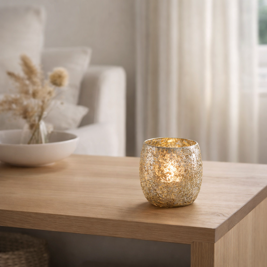 J -line Kaarshouder Sparkle - Glass - Gold - Small en situation