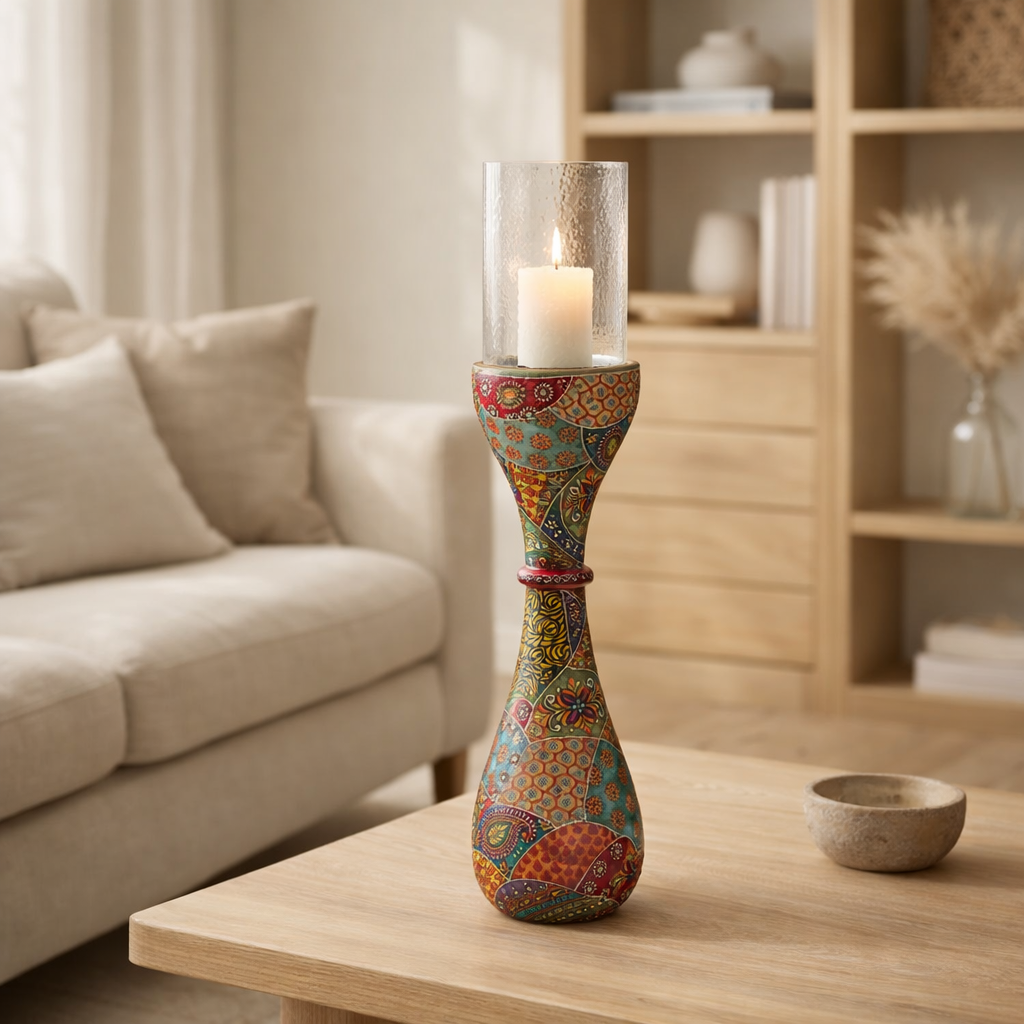 J-line Candlestick Delhi Mango Wood Mix en situation