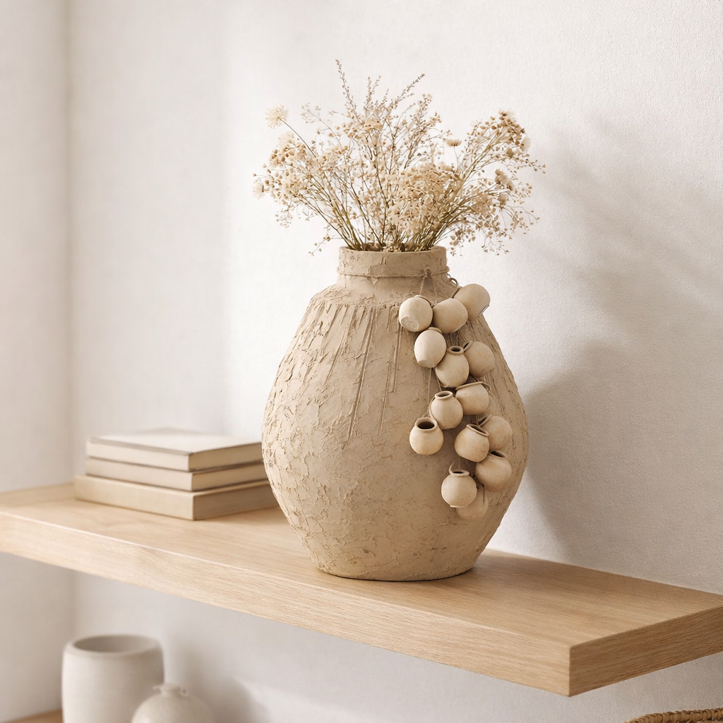 Vase en j-line + pots suspendus - Kermits - Natural - Ø 45 cm en situation