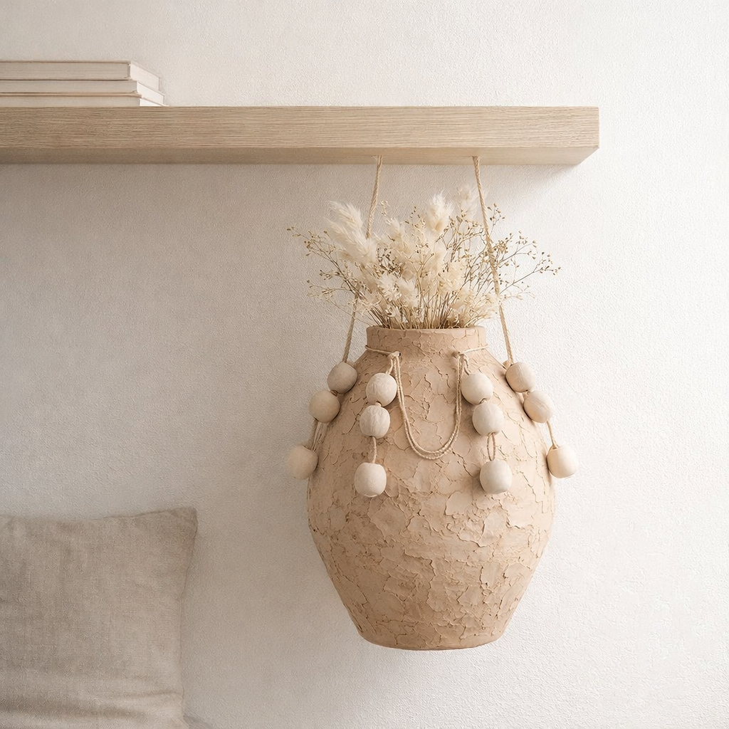 Vase en j-line + pots suspendus - Kermits - Natural - Ø 35 cm en situation