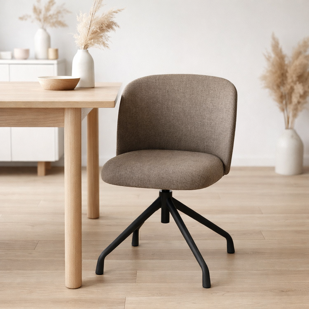 J-Line Chaise Turn/Up/Down Lin Marron Foncé/Beige en situation