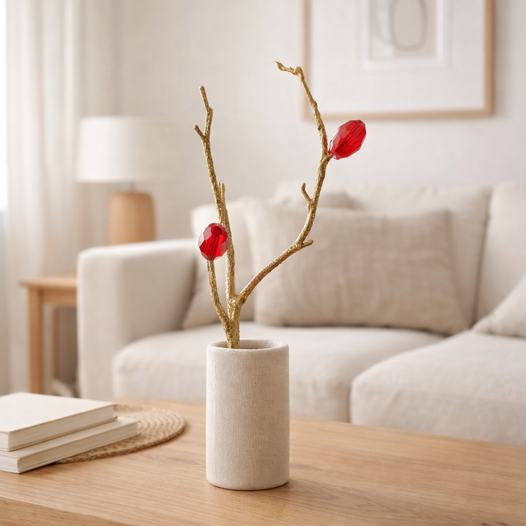J-Line décoration Branch Stones - plastique - rouge/or en situation