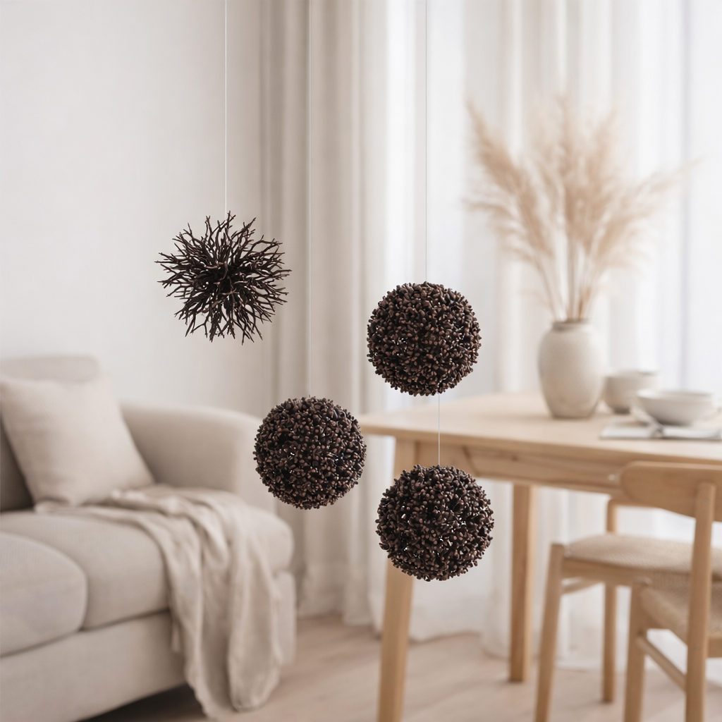 J-Line Ball Hanger Rond/Corail - plastique - marron - boîte de 4 en situation