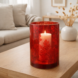 Lanterne J-Line Fleurs - verre - rouge - extra large en situation