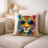 Coussin J-Line Tiger Pop Art - polyester/lin - mix en situation