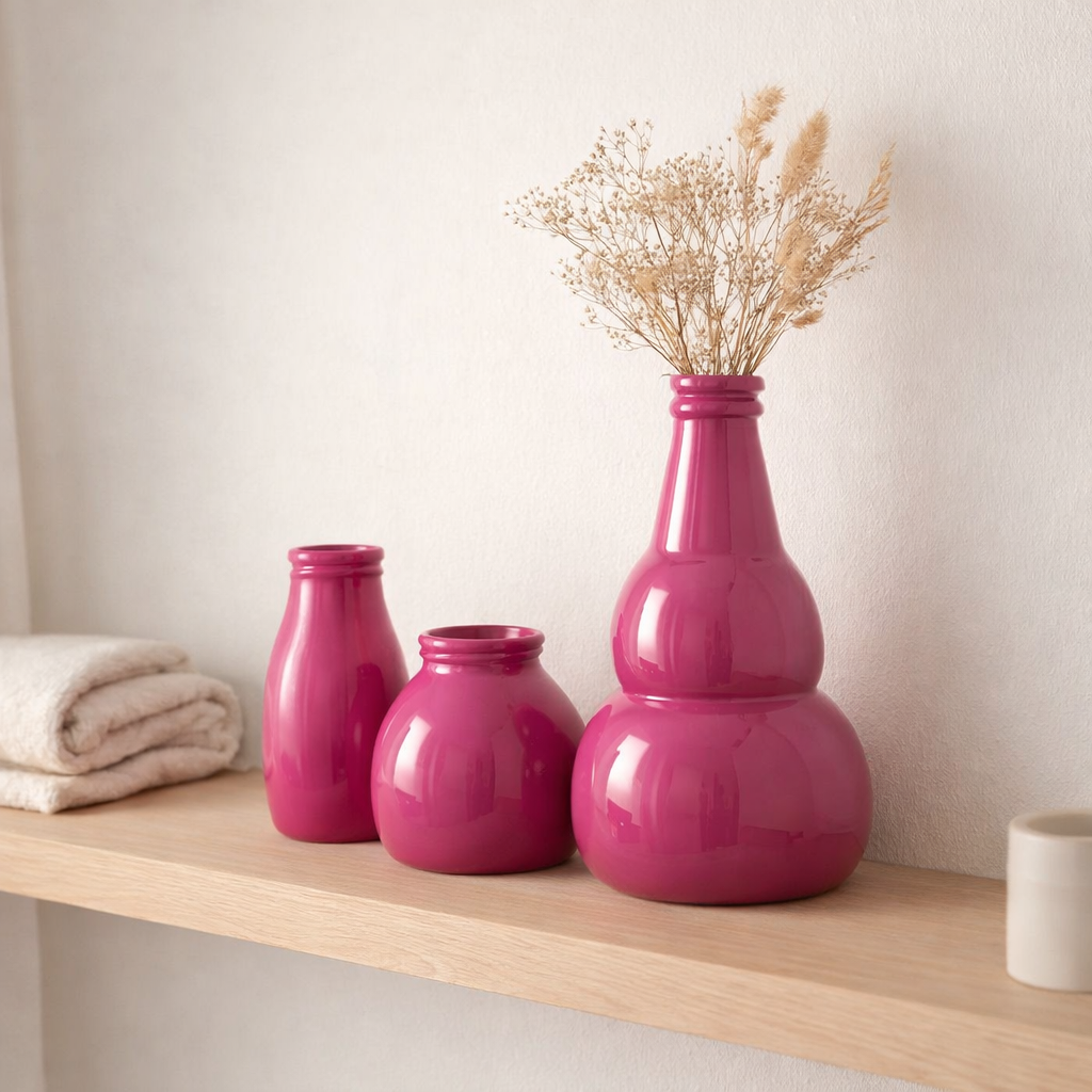 J -line Vase cocoon - Glass - Rose - 45 cm de haut en situation