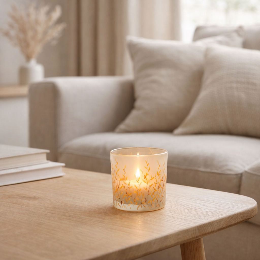 J-Line Support pour T-Light Sally Verre Orange/Transparent Très Petit en situation