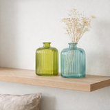J-Line Vase Bottle Stripe - Glass - Aqua - Small - 18 cm de haut en situation