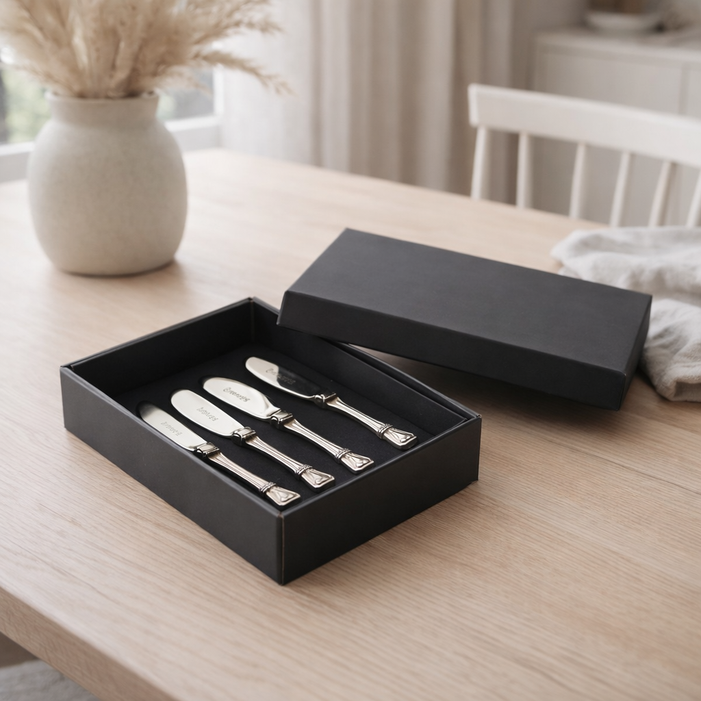 Couverts J-Line - laiton - argent - lot de 4 en situation