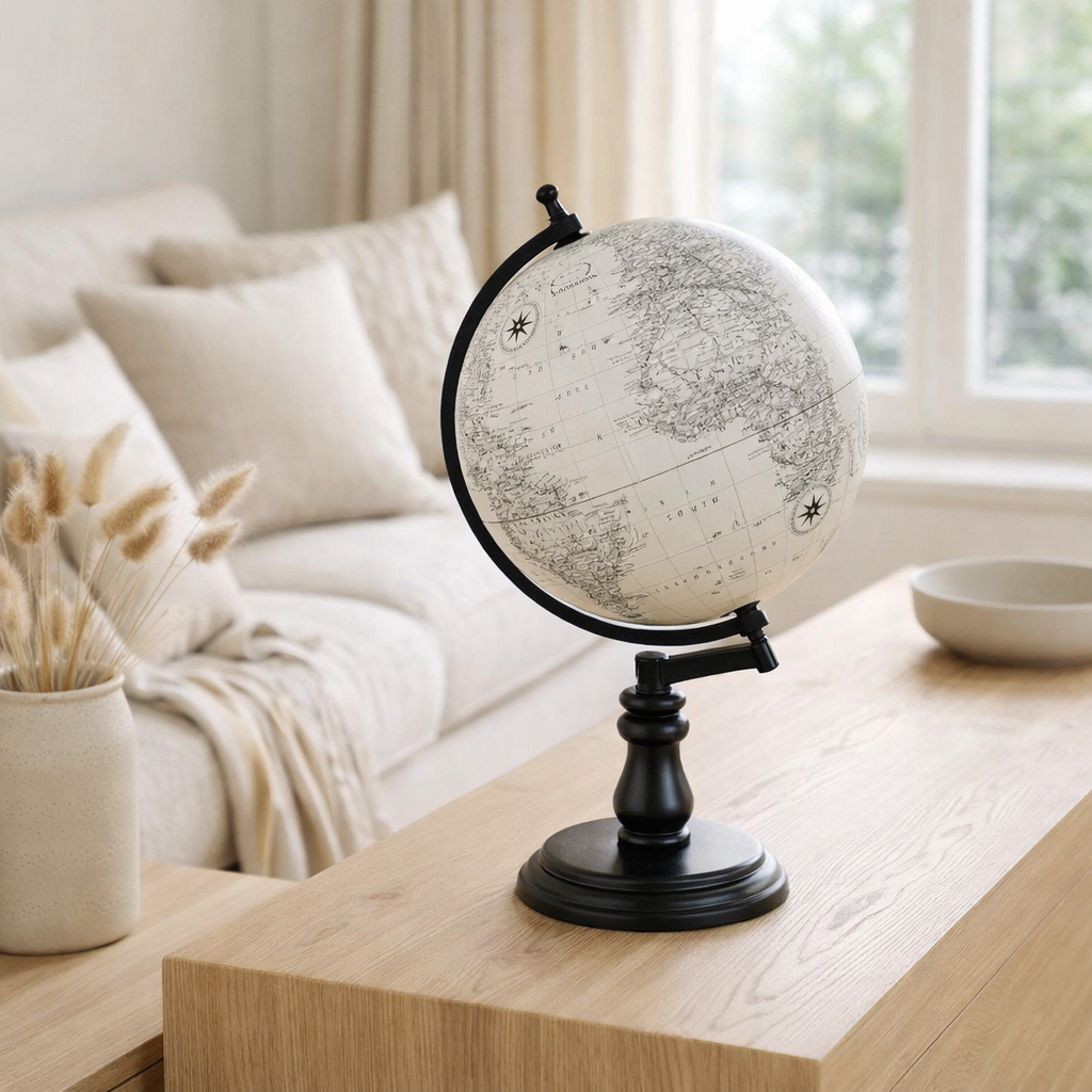 Globe J-Line sur socle - bois - gris/noir - grand en situation