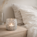 Lanterne J-Line Glitter - verre - argent - petite en situation
