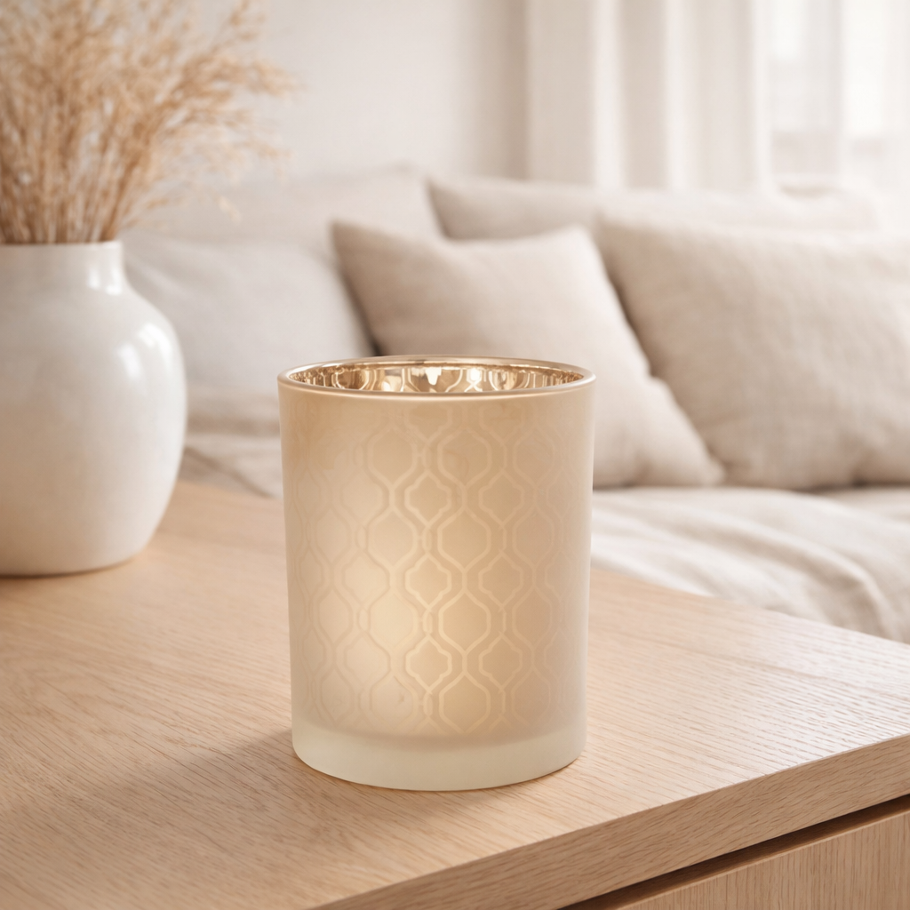 Lanterne J-Line géométrique - verre - beige - moyen en situation