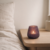 Photophore J-Line Glitter - verre - violet - petit en situation
