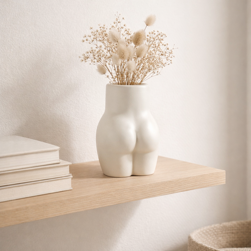 J -Line Flowerpot Corps Dolomite - Céramique - Blanc - 16,5 cm de haut en situation