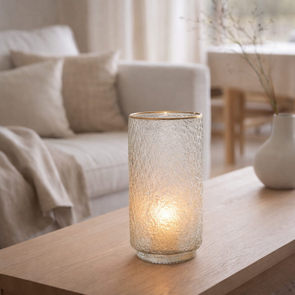 Lanterne J-Line Edge - verre - or/transparent - grand en situation